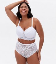New Look Curves White Scallop Lace Plunge Bra